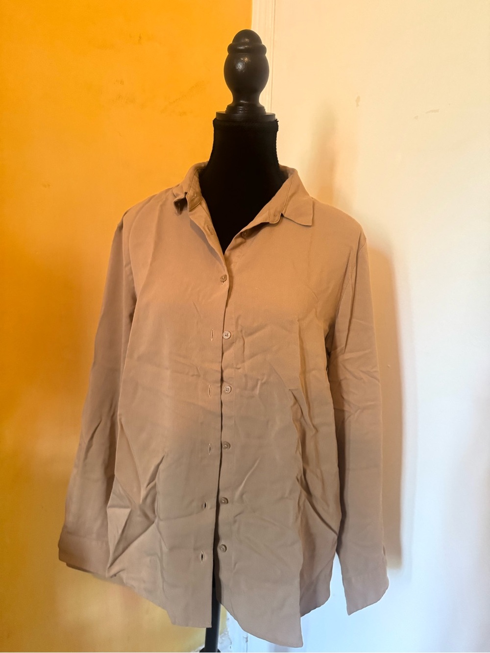 Uniqlo Men's Light Beige Button-Front Shirt Jacket